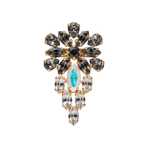 Брошь "Mirteļ (Silver Night / Graphite / Aurora Borealis)" с кристаллами Swarovski™